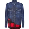 Dsquared2 Check-print Denim Shirt In Blue/red
