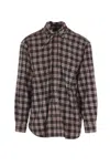 Dsquared2 D2 X Magliano Brown Shirt With Tie Detail On The Front And All-over Check Motif In Cotton Man In Brown