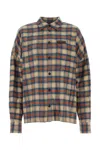Dsquared2 Checked Cotton Overshirt With Leather Logo In Multicolor