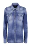 Dsquared2 Denim Shirt With Chest Pockets In Navy