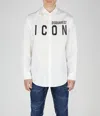 Dsquared2 Popeline Icon Shirt With Printed Front In White