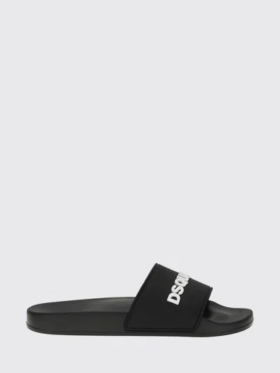 Dsquared2 Minimalist Black Flat Logo Slide Sandals