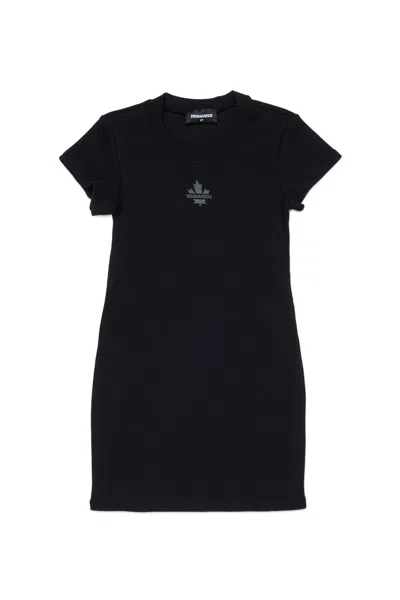Dsquared2 Kids' Short Dress With Logo In Black