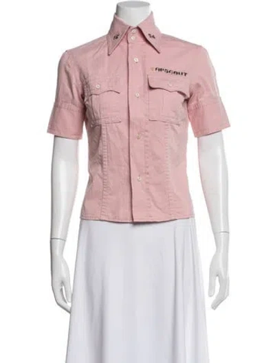 Pre-owned Dsquared2 Short Sleeve Button-up Top In Pink