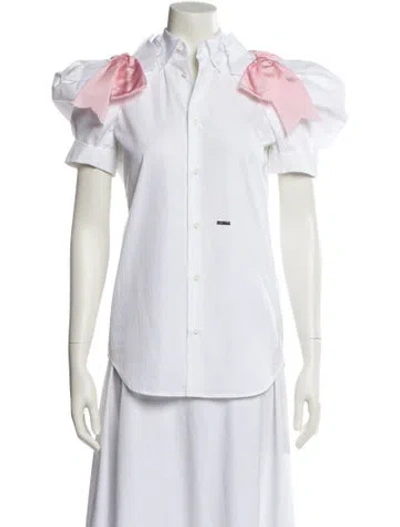 Pre-owned Dsquared2 Short Sleeve Button-up Top In White