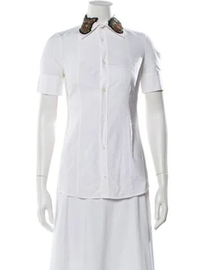 Pre-owned Dsquared2 Short Sleeve Button-up Top In White