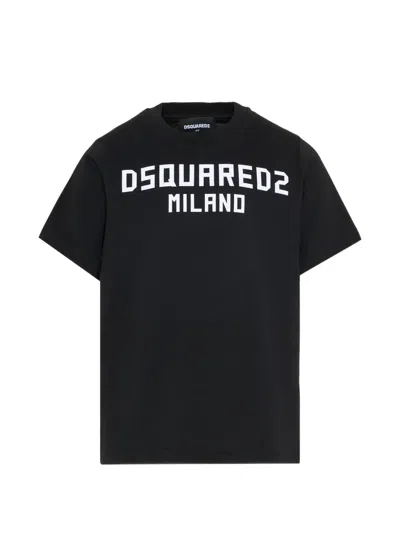 Dsquared2 Kids' Short-sleeve Cotton T-shirt In Black