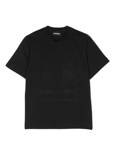 Dsquared2 Kids' 短袖棉t恤 In Black