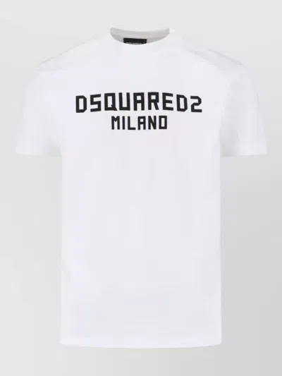 Dsquared2 Short Sleeve Crew Neck Cotton T Shirt In White
