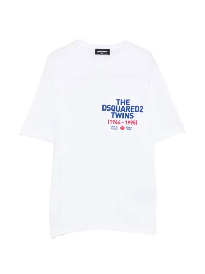 Dsquared2 Kids' Short Sleeve Crew Neck T-shirt With Logo In White