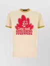 Dsquared2 Graphic Print Cotton T-shirt With Ribbed Trim