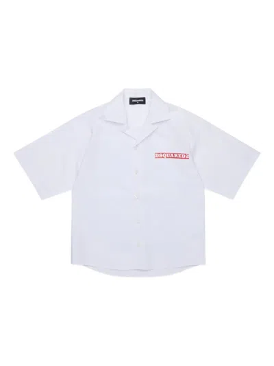 Dsquared2 Kids' Short Sleeve Graphic Shirt In White