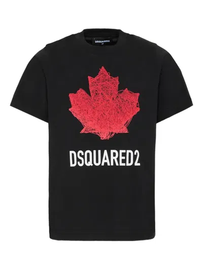 Dsquared2 Kids' Short-sleeve Graphic T-shirt In Black