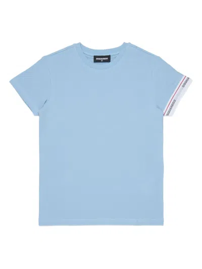 Dsquared2 Kids' Short-sleeve Logo T-shirt In Blue