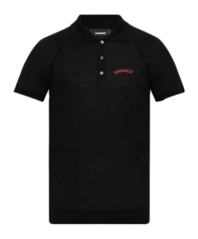 Dsquared2 Short Sleeve Polo Shirt In Black
