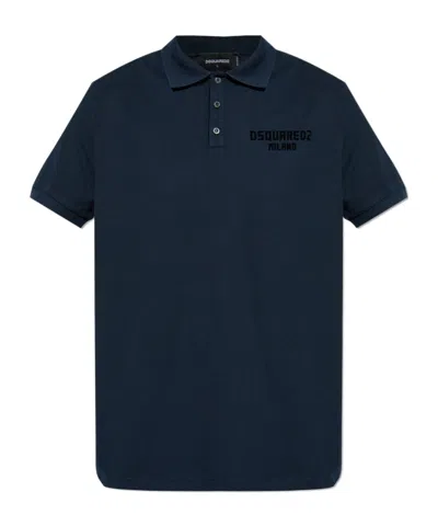 Dsquared2 Short Sleeve Polo Shirt In Blue