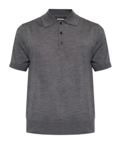 Dsquared2 Upside Down D2 Short-sleeve Polo Shirt In Gray