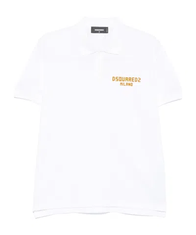 Dsquared2 Short Sleeve Polo Shirt In White