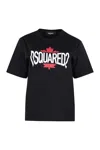 Dsquared2 Women's Short Sleeve Printed Cotton T-shirt In Black