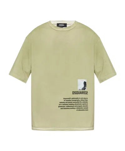 DSQUARED2 DSQUARED2 LOGO PRINTED HEM FADED CREWNECK T-SHIRT