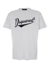 Dsquared2 Men White T-shirt With Logo Print On The Front In Cotton Man In White