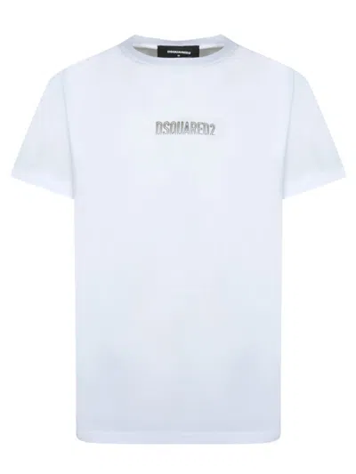 Dsquared2 Short Sleeve T-shirt With Embossed Logo Detail In White