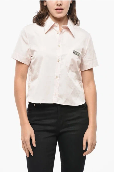 Dsquared2 Short Sleeved Cropped Fit Shirt With Breast Pocket In White
