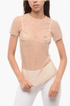 Dsquared2 Short-sleeved Monogram Lace Top In Neutral