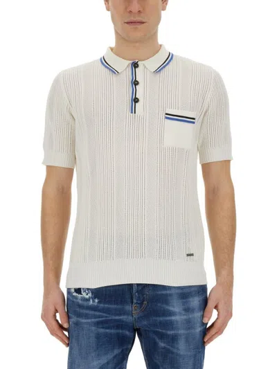 DSQUARED2 SHORT-SLEEVED OPEN-KNITTED POLO SHIRT