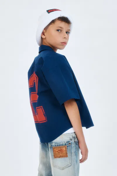 Dsquared2 Kids' Short-sleeved Shirt With Logo In Blue