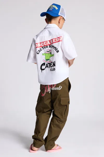 Dsquared2 Kids' Short-sleeved Shirt With Logo In White