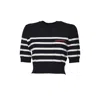 Dsquared2 Short-sleeved Striped Knit Sweater With Embroidered Logo In Black