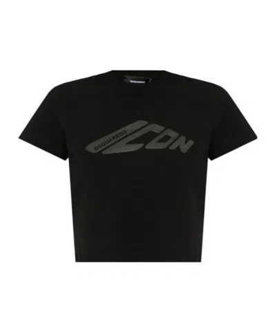 DSQUARED2 DSQUARED2 ICON PRINTED CROPPED T-SHIRT