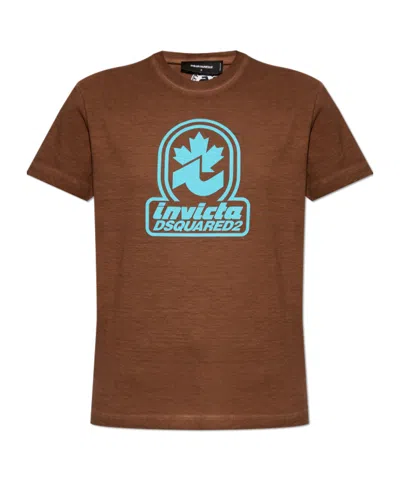 Dsquared2 Printed T-shirt In Brown