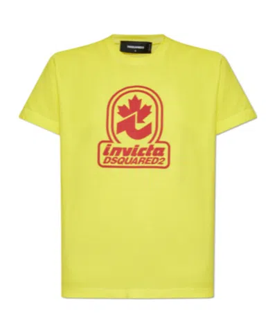Dsquared2 Printed T-shirt In Yellow