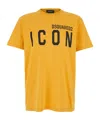 Dsquared2 Yellow Crewneck T-shirt With Maxi Logo Print On The Front In Cotton Man In Yellow