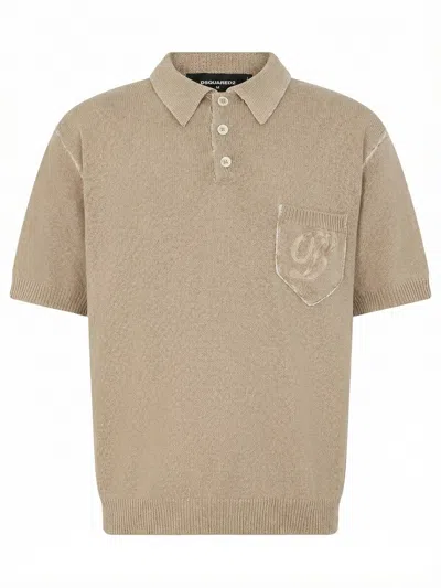 Dsquared2 Logo-embroidered Polo Shirt In Brown