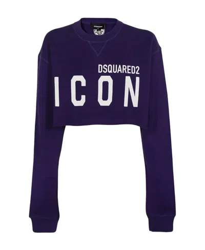 Dsquared2 Logo Detail Cotton Sweatshirt In Purple