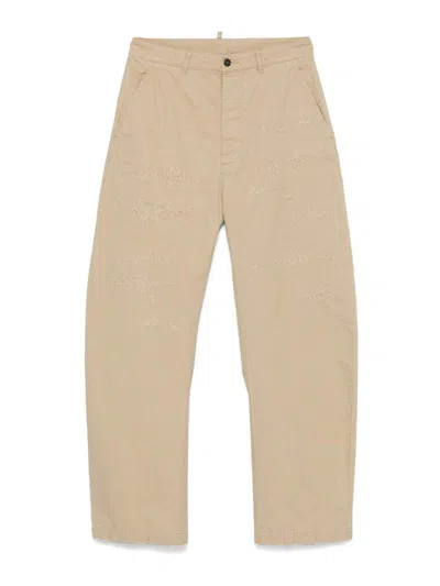 Dsquared2 Ripped Chino Trousers In Brown