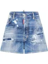 Dsquared2 Medium Worn Out Booty Wash Denim Shorts In Blue