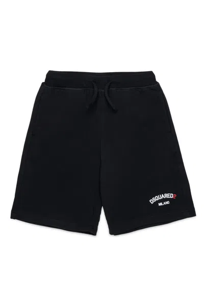 Dsquared2 Sweatshirt Shorts With Logo In Black