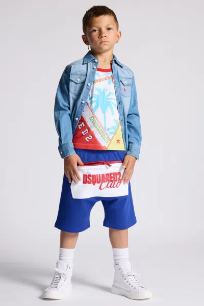 Dsquared2 Shorts In Felpa Con Logo In Blue