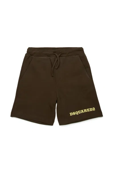 Dsquared2 Kids' Fleece Shorts With Logo In Green