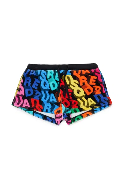 DSQUARED2 KNIT SHORTS WITH ALLOVER LOGO