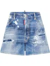 Dsquared2 Logo-tag Distressed Denim Shorts In Navy