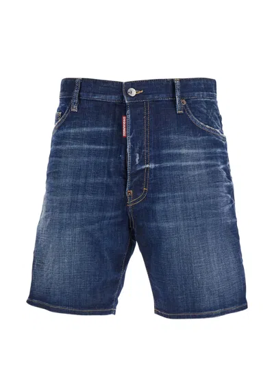 Dsquared2 Shorts Navy Blue Cotton Elastane Pants
