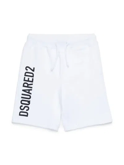 Dsquared2 Kids' Logo-print Cotton Shorts In White