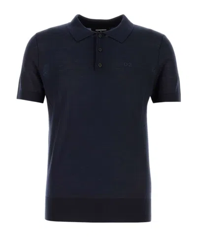 Dsquared2 Short-sleeved Knitted Polo Shirt In Black