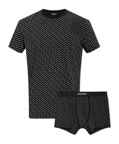 Dsquared2 Short-sleeved T-shirt And Underwear Set In Black