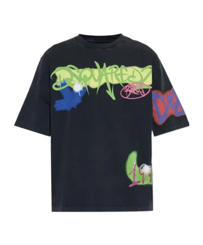 Dsquared2 Graffiti-print T-shirt In Black